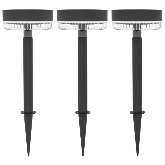 Outsunny Solar Lamps 3-Piece Solar Lights Garden Light Warm White Light IP65 Waterproof for Lawn Balcony Black