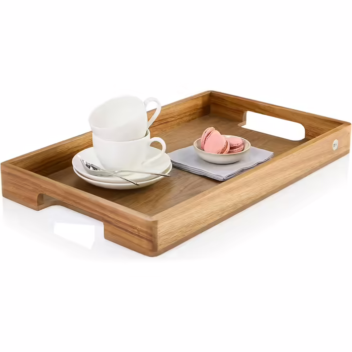 Ad Hoc Serving Tray Serve Smart | large wooden tray | serving tray with handle made of high-quality acacia wood (walnut veneer base) | serving platter 56x30cm | no bamboo
