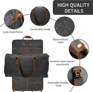 Дорожній костюм-органайзер 2-в-1 American Casual Canvas Leder для одягу та аксесуарів, чорний