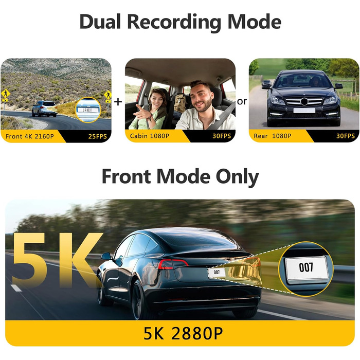 3-канальний відеореєстратор Z-Edge з роздільною здатністю 5K/4K/2K/1080P, GPS, Wi-Fi та 2.8'' IPS сенсорним екраном