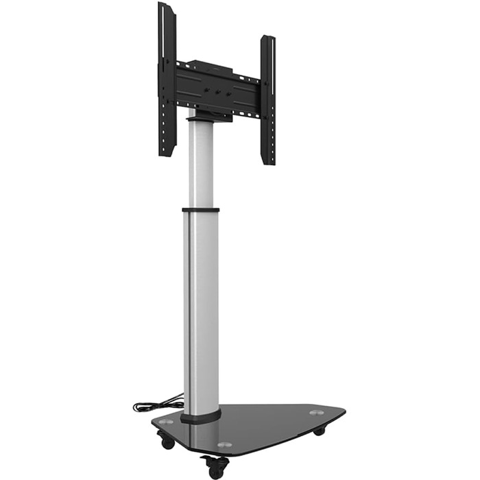 Підставка для телевізора XTRARM Proton 300 з полицею, розетками, USB-портами, VESA 191см, для телевізорів 32-75 дюймів, 40 кг, алюміній, скло, срібло
