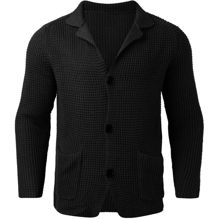 Трактенкова в'язана жилетка чоловіча кардиган на ґудзиках, пуловер, куртка без капюшона, флісова жилетка для активного відпочинку, в'язана світшот, класична, стильна жилетка, тепла зимова куртка до джинсів або чинос, чорний колір