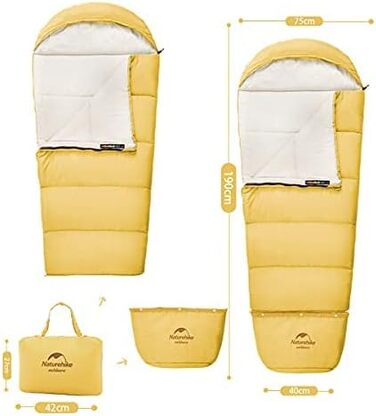 Дитячий спальний мішок Naturehike C180 жовтого кольору для кемпінгу, подорожей, літа, весни, осені - бавовняний, легкий та теплий