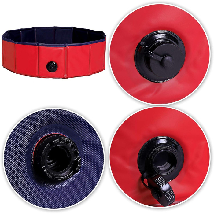 Дитячий надувний басейн Lionto для собак, Ø 80 см, 20 см, антиковзаюче покриття, зливний отвір, без насоса, синьо-червоний, S