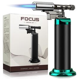 Газовий пальник для кухні Küchenbrenner: потужний Jet-полум'я, заправний бутаном, для крем-брюле, паяння (без бутану), чорний Wb009