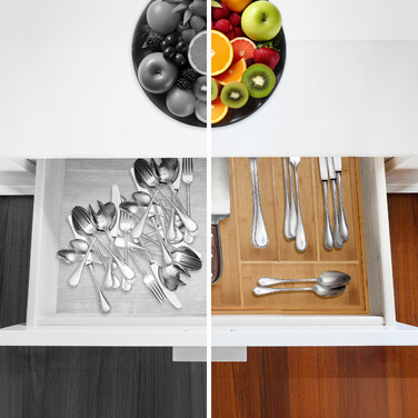 Relaxdays Extendable Bamboo Cutlery Box