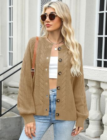 Жіночий кардиган Rapbin: короткий рукав, в'язаний, вільний крій, з ґудзиками (Хакі, XL)