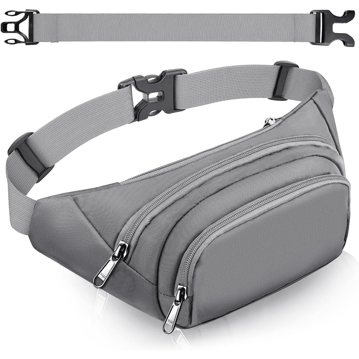 Чоловіча/Жіноча поясна сумка-бананка 4 Taschen, велика місткість, чорна/сіра, для iPad mini/iPhone 12 Pro Max, водонепроникна, з регульованим ремінком