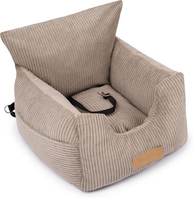 Автоматичний лежак для собак у машину з іменем, бежевий, 60x60x30 см