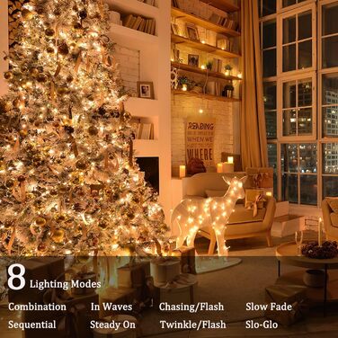 Льохтерна гірлянда Joomer на 20 метрів, 200 LED, тепле світло, таймер, 8 режимів, для прикраси ялинки, балкона, кімнати, вечірки, весілля, фестивалю, вологостійка