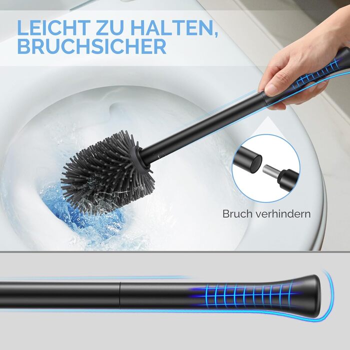 Набір для чищення унітазу HAMITOR з силіконової щітки, підставка та очищувач для краю унітазу. Набір для ванної кімнати, 1 шт., чорний