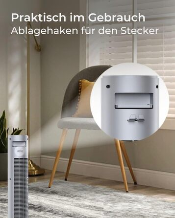 CoolHome CF2206 Турбовентилятор з пультом керування - тихий підлоговий вентилятор з таймером, 96 см, срібний