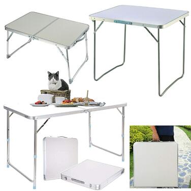 Складний стіл 60 см, портативний, для кемпінгу та пікніка, сад, на вулицю, регульована висота, алюмінієвий каркас, 60 x 45 x 25,9 см (Д x Ш x В)