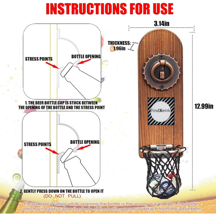 ZONSUSE Bottle Opener Wall Mount Magnet with DIY E-Ink Screen, Vintage Wood Bottle Opener Wall with Holder, Customizable Images/Texts, Unique Gift Ideas Gifts for Men Christmas Gifts