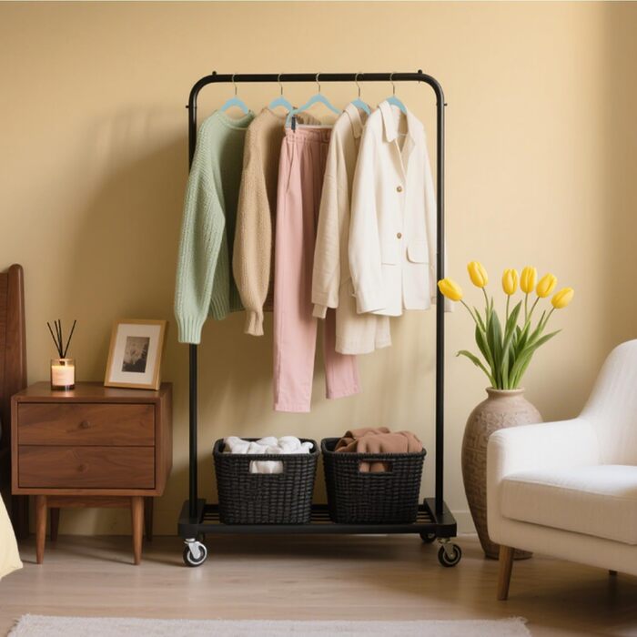 Набір вішалок для одягу Stormix 24 шт. з кліпсами, 42 см, для штанів, спідниць, суконь, курток, пальто (рожево-золоті гачки)