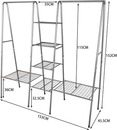 JURMERRY Metal Clothes Rack Clothes Rod Garment Racks with Shoe Storage, (Bronze)