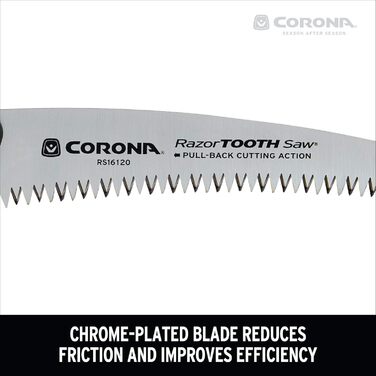 Складна пилка Corona Tools RS16120 17,8 см для обрізки гілок, одноручна вигнута ручна пила для деревини, ріже гілки до 7,6 см