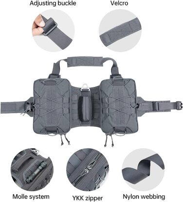 Рюкзак для собак Exceent Eite Spanker: зручний для подорожей, кемпінгу та походів. Оливковий колір, сірий, розмір M. 2 бічні кишені.