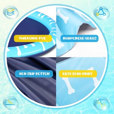 Nobleza Hundepool, D170 cm/67 in Inflatable Pool for Large & Small Dogs, 0.55mm Thickened Anti-Slip Sprinkler Mat Dog Foldable Splash Pad for Summer, Garden, Outdoors