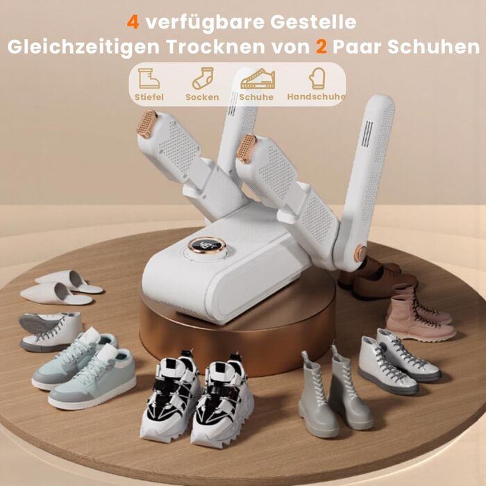 Електричний сушильник для взуття 2 пари, портативний, для взуття, рукавичок, шапок, шкарпеток та футбольних бутс