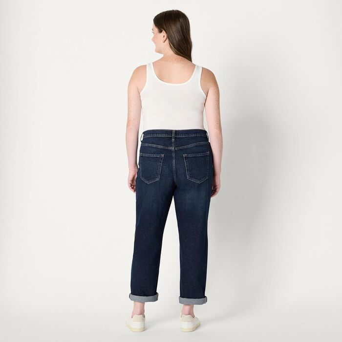 Джинси жіночі Amazon Essentials Boyfriend Crop, середньої посадки, еластичні, темно-сині (44)