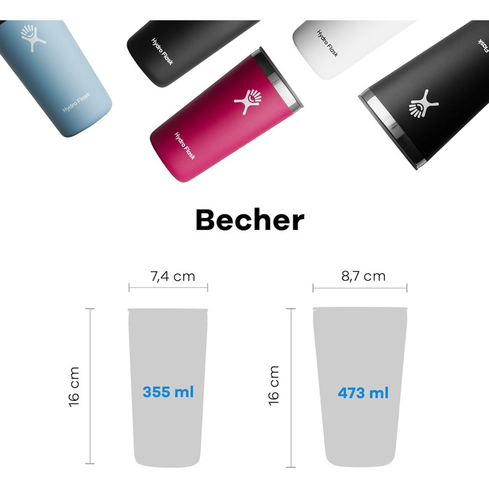 Hydro Flask 473ml (16oz) Stainless Steel Travel Tumbler with Leak-Proof Lid - Vacuum Insulated