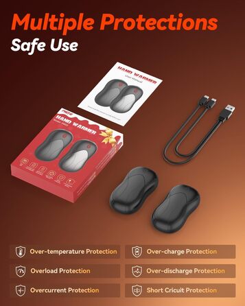 Електричні грілки для рук PHEJIE, 2 шт., 3 режими нагріву, портативні, для активного відпочинку, кемпінгу, гольфу, подарунок для жінок та чоловіків, чорний