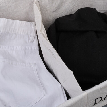 Relaxdays Bamboo Laundry Basket with 2 Compartments