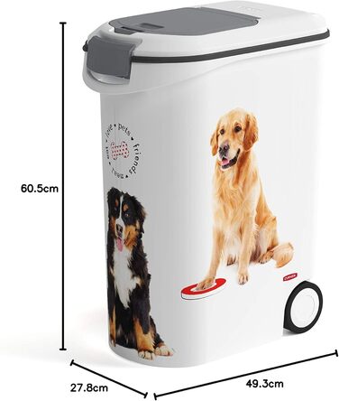 Контейнер для корму Curver Love Pets, 54 л, білий/сірий, 49,3 x 27,8 x 60,5 см, 20 кг