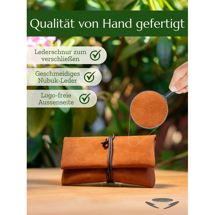Premium Tobacco Pouch made of Wild Leather - Separate Paper & Filter Compartment - Handcrafted Tobacco Bag - High-Quality Rolling Pouch for Tobacco (Cognac Brown)