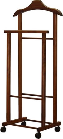 Tomaino - Valet's Bedroom in Wood - Clothes Rack with Wheels Ambrogio - Modern Valet for Clothing and Accessories (Walnut)