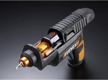 WORX WX121 акумуляторний ударний дриль-шуруповерт 12V – потужний безщітковий набір – 2-швидкісна коробка передач до 38Nm – легкий та компактний – холостий хід 0-450/0-1700 об/хв – з акумулятором, зарядним пристроєм та кейсом (з можливістю заміни патрона)