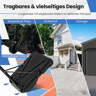 COSTWAY Adjustable Height Basketball Stand - Outdoor Basketball Hoop with Stand & Wheels - Mobile Basketball System with Ball Storage - for Kids & Adults (172-305cm)