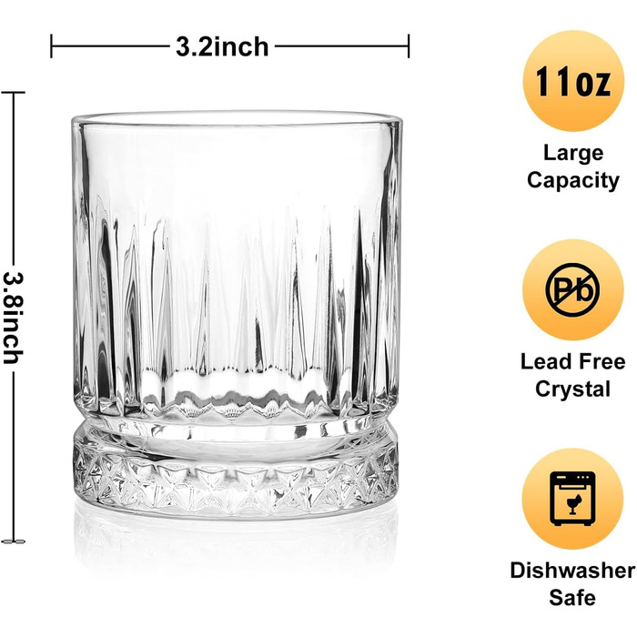 Набір склянок для віскі Cambareign 6 шт., 330 мл, Old Fashioned, скотч, бурбон, кришталь без свинцю