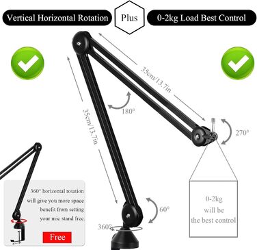 Кріплення для мікрофона Arm V35: міцний стійкий штатив для Yeti Snowball та інших мікрофонів