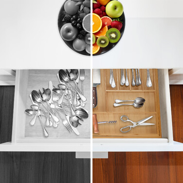 Relaxdays Extendable Bamboo Cutlery Box