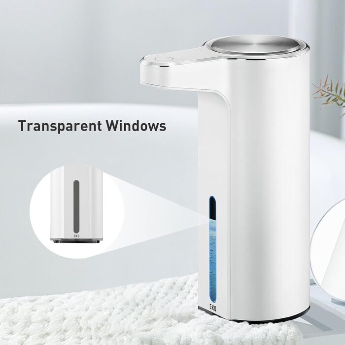 Automatic Soap Dispenser with Window, Dish Soap Dispenser with Infrared Sensor, 250ml, USB Rechargeable, Waterproof, Adjustable Dosage, Drip-Free, for Kitchen & Bath – Matte Black