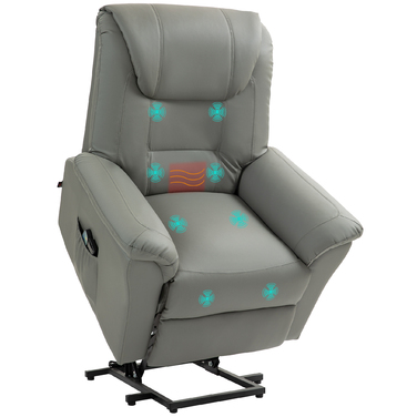HOMCOM TV Chair with Rise Assist, Electric Recliner with Lie-flat Function, Heating and Massage Function, TV Chair with Spring System | Aosom