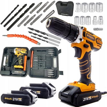 Акумуляторний шуруповерт Riwall 21,6 В, 2x1,5 Аг, 55 Нм, у кейсі