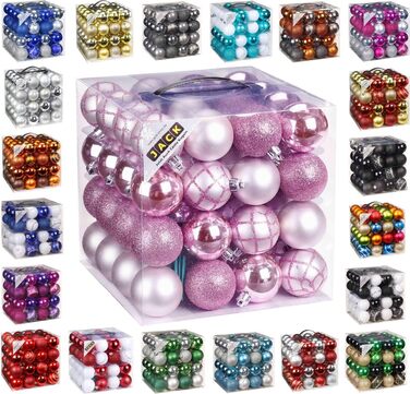 Набір прикрас на ялинку 64 шт. 6 см, рожеві, пластикові, Inge-Glas