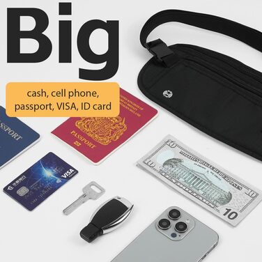 Чоловіча/Жіноча поясна сумка DiULi, чорна, з двома блискавками та регульованими ремінцями для спорту, подорожей та активного відпочинку