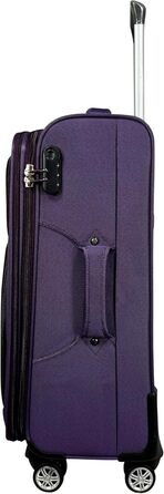 Чемодан-валіза на колесах з тканини, розширюваний, з подвійними колесами (M/L/XL/XXL або набір 4 шт.), м'яке багаж (фіолетовий, ручна поклажа (55 см))