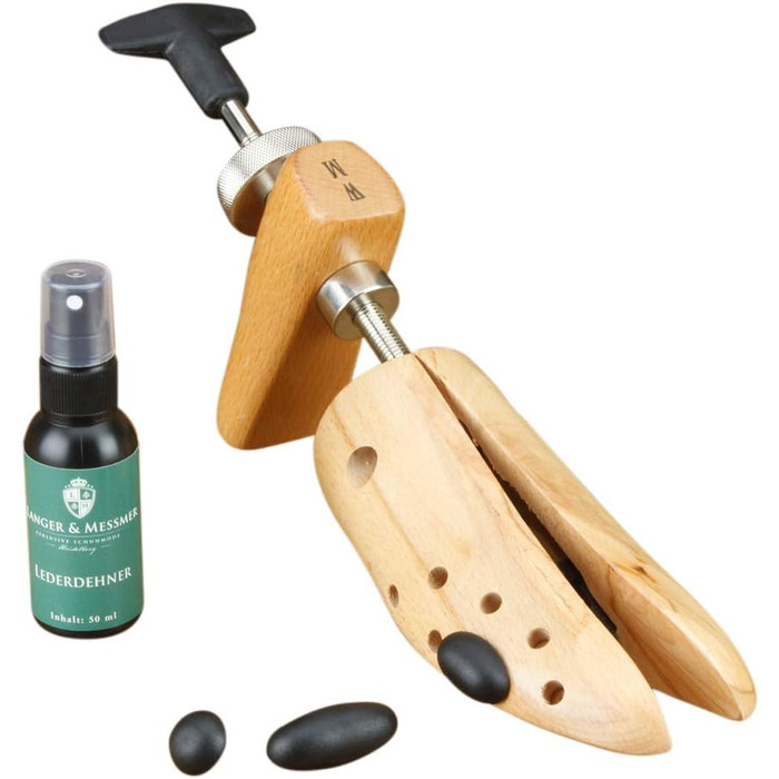 Langer & Messmer shoe stretchers for women against pinching shoes, boots or high heels - made of solid beechwood and metal mechanics - stretches in length and width, incl. leather stretching spray (EU L 40/42 UK 6.5/8, Length & Width)