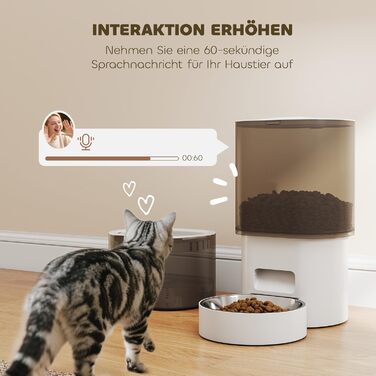 Автоматичний годівниця та фонтанчик для котів та собак PawHut 2.5 л - білий