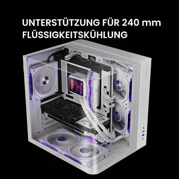 Ігровий корпус Mars Gaming MC-3TCORE MC-INFINIO LITE ATX, панорамне скло, підтримка рідкого охолодження, білий