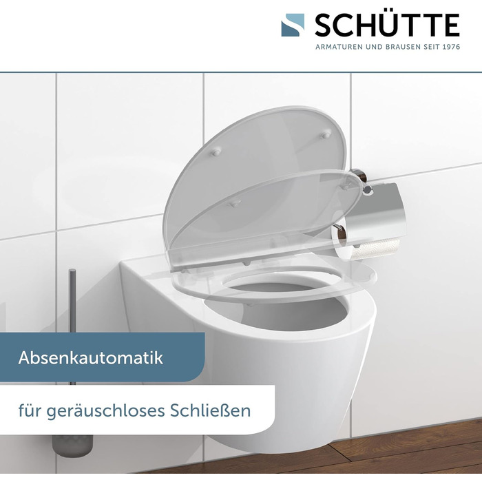 Слім сидіння для унітаза SCHÜTTE з мікроліфтом (Duroplast), швидкознімна кришка, витримує до 175 кг, чорний (сірий)