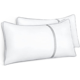 BedStory Pillows 40x80, 2-Pack Pillows 40x80 made of 2x850g Microfiber, Slumber Pillows with Flannel Trim, Suitable for Side Sleepers, Back Sleepers, White 2 Pieces (1 Pack) White 40 x 80