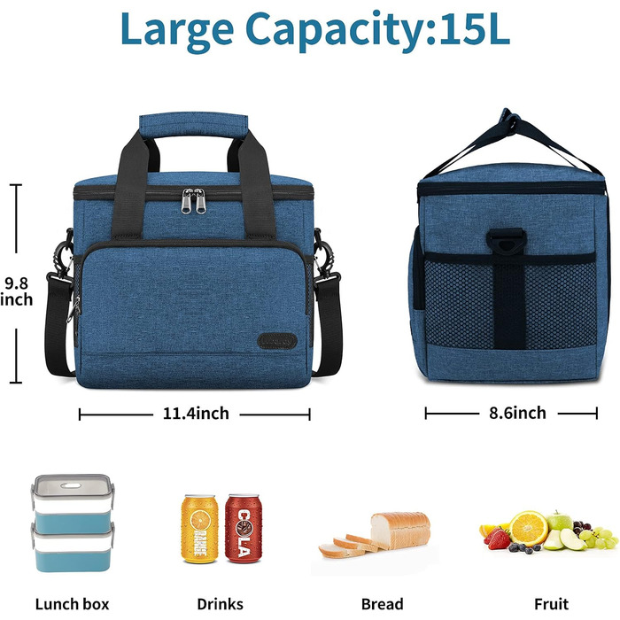 Термосумка Lubardy 15L сірого кольору: велика, складана, водонепроникна, для пікніків та обідів