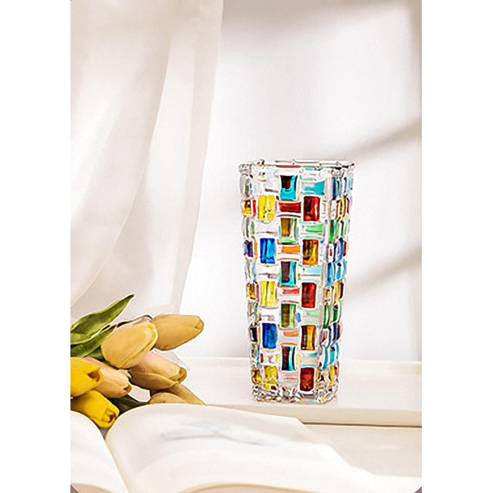 Ручна розписна кольорова тканинна скляна ваза, кришталева ваза для квітів, 19,5 см, скляна рослина для квіткових композицій, для декору столу, весілля, новосілля, декор для дому