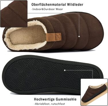 Чоловічі тапочки зимові теплі м'які комфортні з меморі-піною, антиковзні для дому та вулиці (39/40 EU, Кофе)